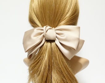 Texas satin hair bow very big satin simple bow french hair barrette for Women