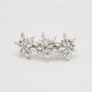 glass rhinestone embellished snow flower hair barrette women hair accessory