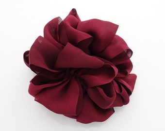 glossy chiffon loop wave flower hair scrunchies women hair elastic accessory