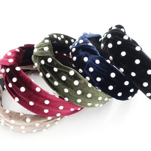 faux pearl decorated velvet knot fashion embellished headband for women image 7