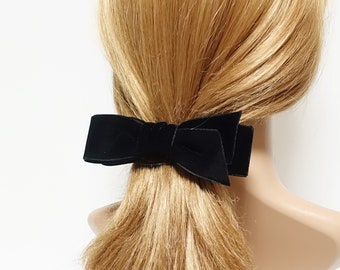 Lazo de terciopelo con extremo diagonal, sencillo y elegante, para mujer, pasador francés para el pelo, pinza de cocodrilo