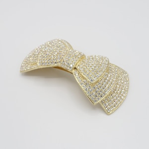 layered hair bow rhinestone decorated french hair barrette crystal jewel decorated women hair accessory
