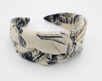Haarband mit Pflanzen- und Blumenmuster, gekreuztes Haarband aus Baumwolle, Haaraccessoire für Damen