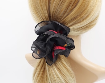 scrunchies met bloemen, scrunchies van organza, haarelastiekjes voor dames
