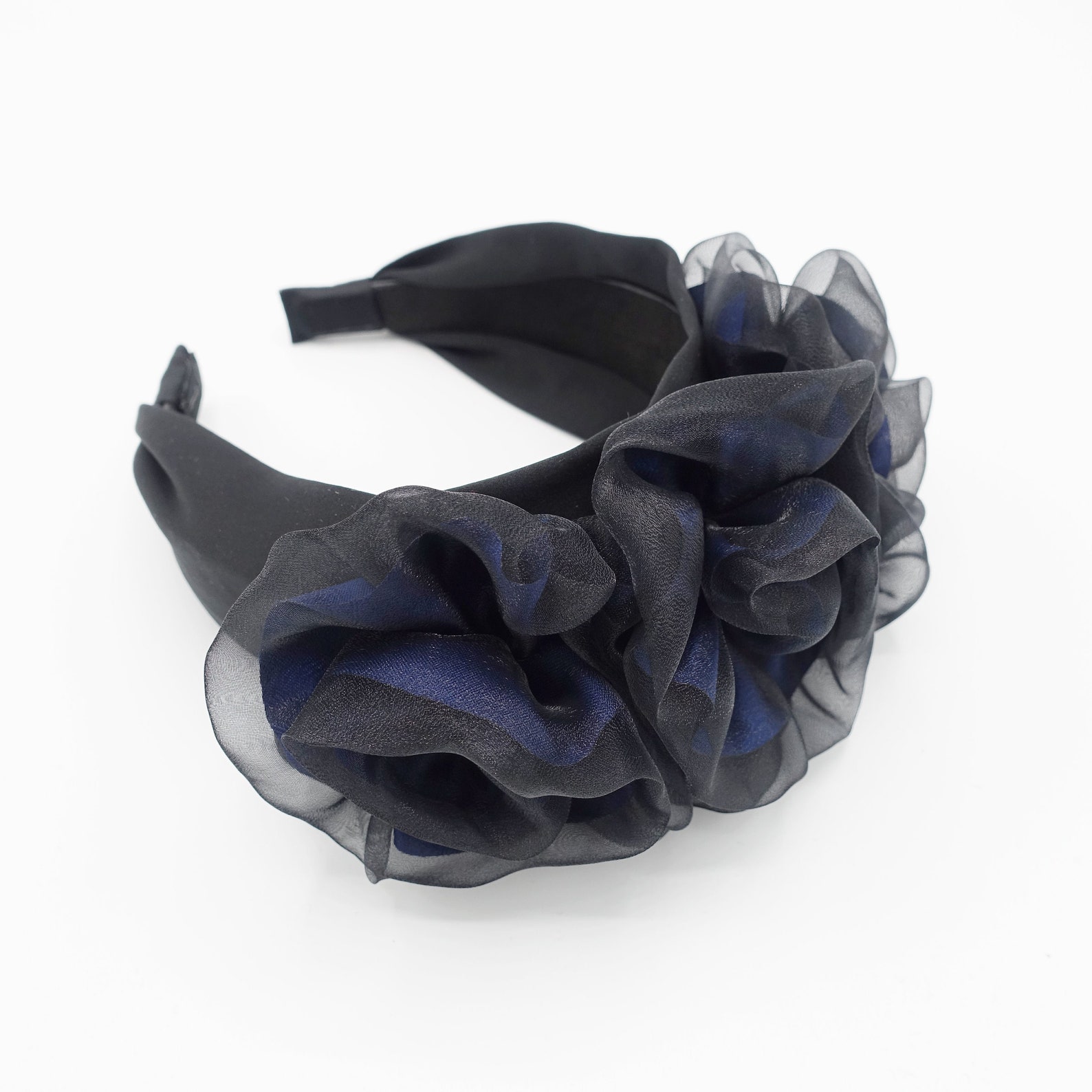 Moonlight shy flower headband organdy wrapped mesh satin petal | Etsy