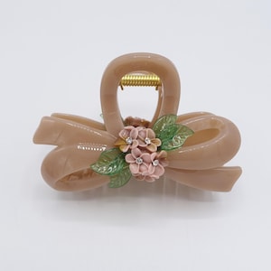 Acrylic Flower Hair Claw: Bow Clip with Rhinestones