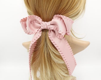 long tail frill hair bow edge decorated women hair french barrette hair accessory for women