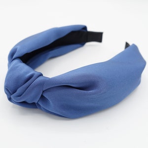 silk satin top knot headband Fall Winter color hairband glossy women hair accessory Blue