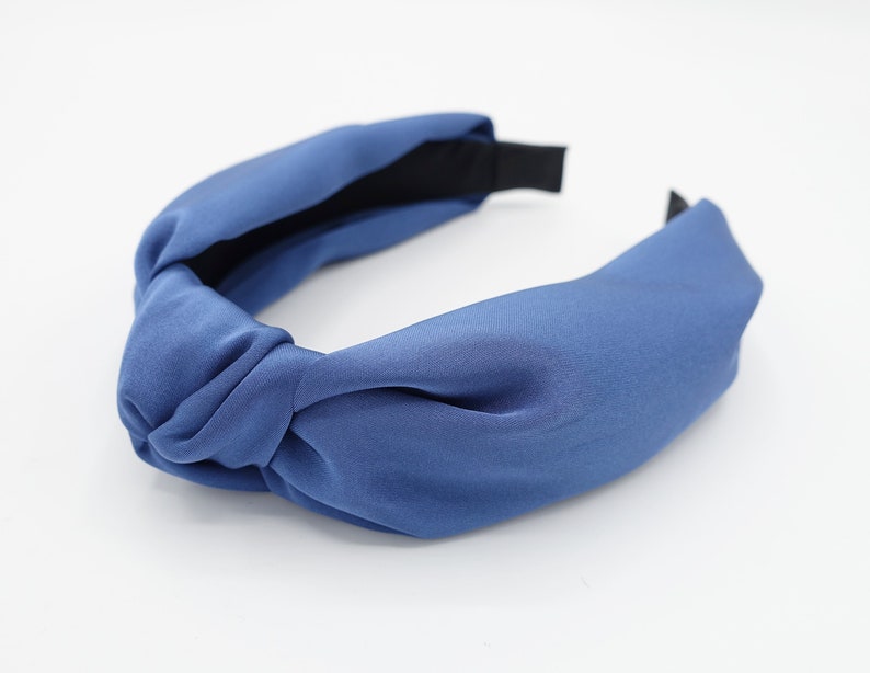 silk satin top knot headband Fall Winter color hairband glossy women hair accessory Blue