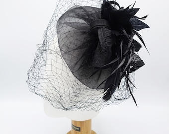 feather mesh fascinator hat