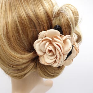 Satin Rose Flower Hair Claw Clip: Discolored Petal Hair Accessory