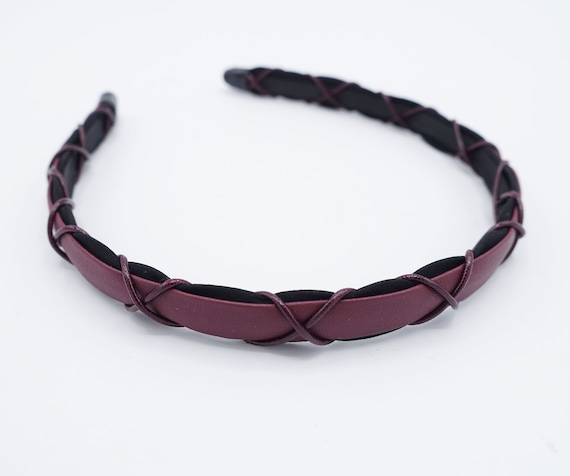 Braided Faux Leather Purple Headband Amazon.com : Huachi Purple Headbands for Women Lavender  main image 2