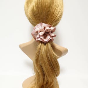 Grosgrain Trim Satin Hair Scrunchies Hair Elastics for Woman Różowy