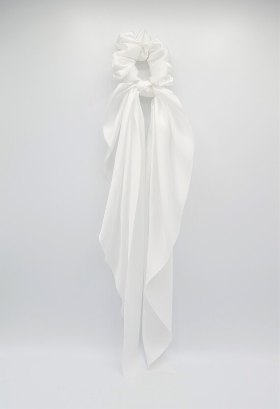 Satin Long Tail Hair Scarf Scrunchie: Stylish Bow Knot - Etsy