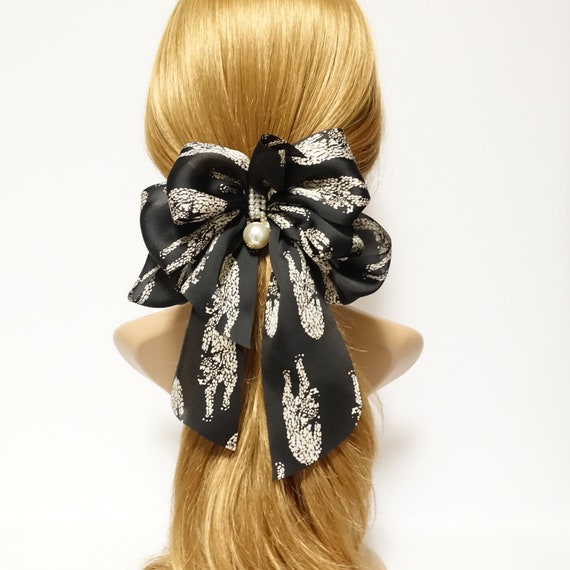 Scarf pattern print chiffon bow french hair barrette women hair accessory 