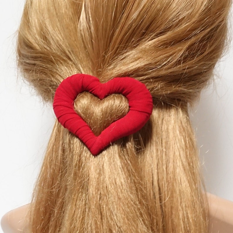Heart hair barrette fabric wrapped clip woman casual hair Etsy