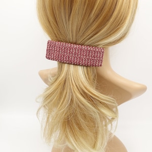 faux straw threaded rectangle hair barrette natural hair accessory Red wine