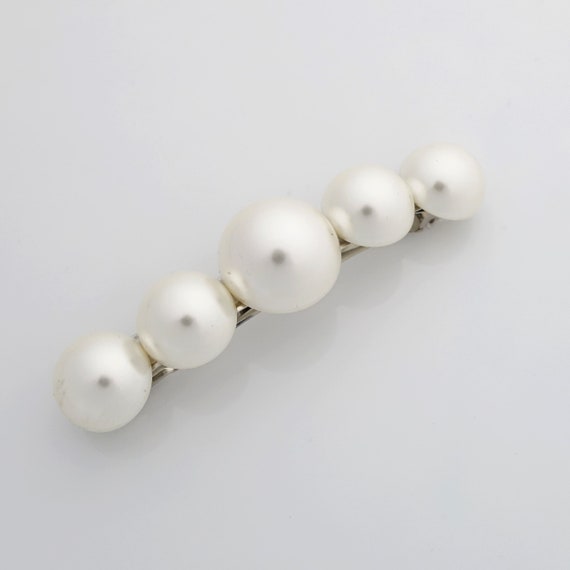 VeryShine A Set of 2 Pearl Decorated French Barrette Basic Pearl Hair Clip Woman Hair Accessory