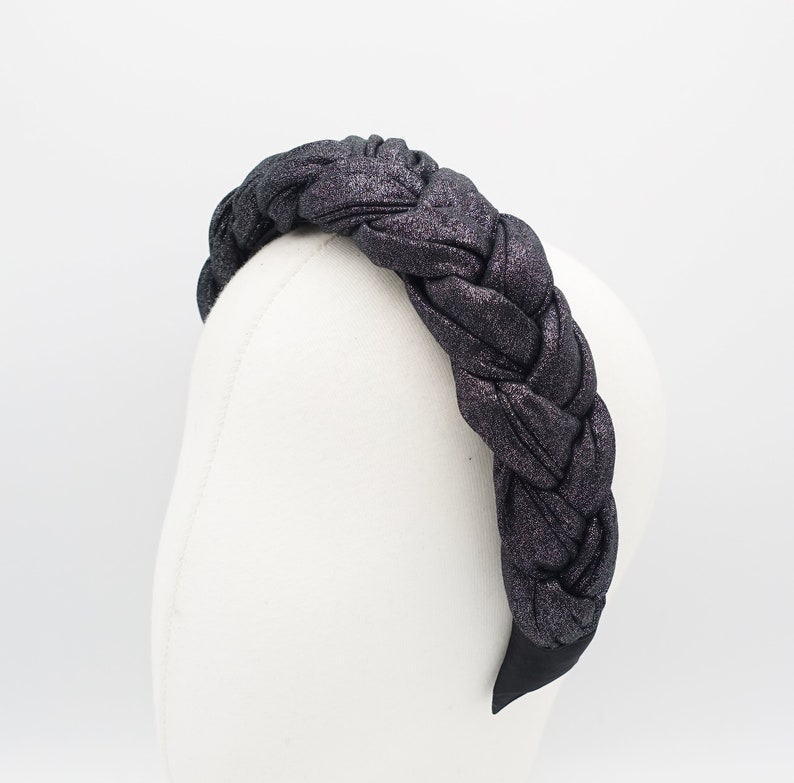 Solid glittering fabric braided headband stylish women plaited Etsy
