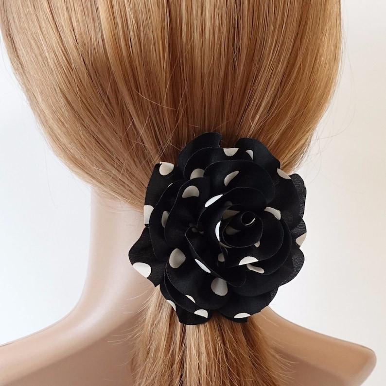 Polka Dot Print Petal Flower Hair Elastics Ponytail Holde Etsy