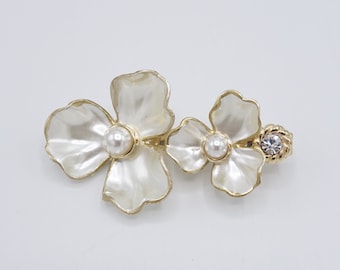 pearl flower hair clip for women