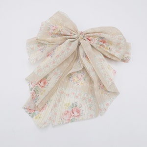 Floral Hair Bow, Golden Glitter Hair Bow, Chiffon Hair Bows for Women ...