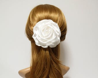 White Rose Flower Hair Clip Women Flower Corsage Brooch Accessories