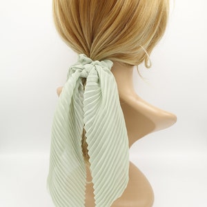 プリーツ シュシュ シフォン リボン ロングテール スカーフ ヘア タイ シュシュ 女性用 ヘアアクセサリー