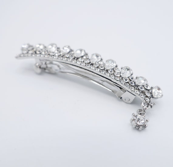 Water Drop Rhinestone Hair Barrette Crown Motif Half-up Half