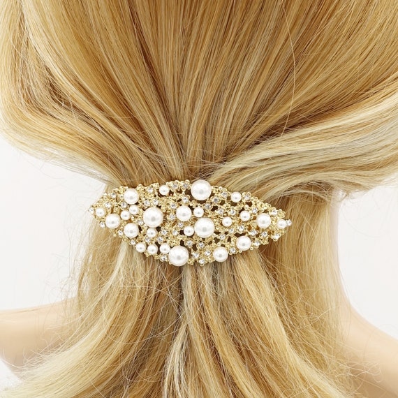 Galaxy Pearl Rhinestone Hair Barrette - Etsy display picture 3