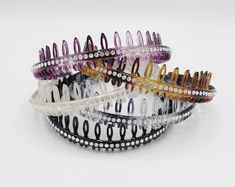 Fascia Per Capelli Con Strass Brillanti Con Pettine Per Denti