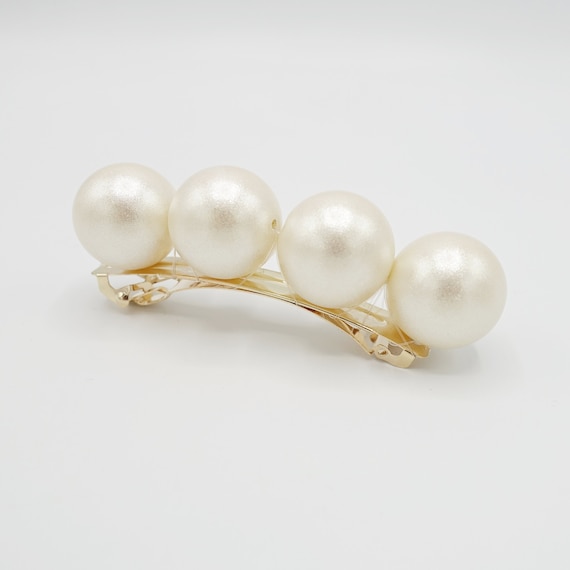 Large Cotton Pearl Ball Beaded Hair Barrette - Etsy display picture 1