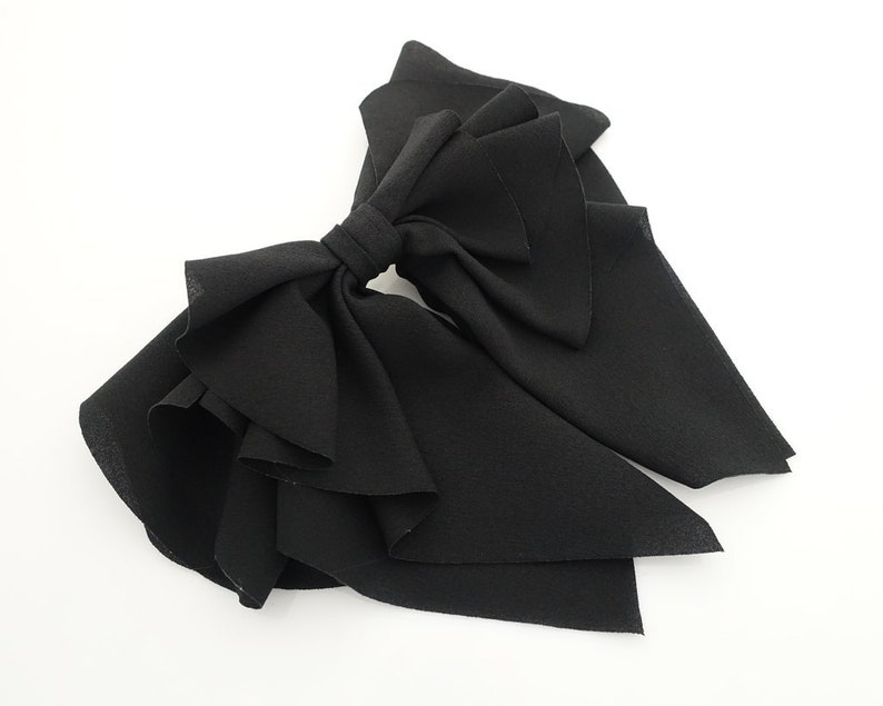 romance chiffon hair bow french barrette drape falling ruffle wave feminine style women hair clip image 6