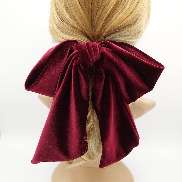 giant velvet bow french barrette wide tail women hair accessory