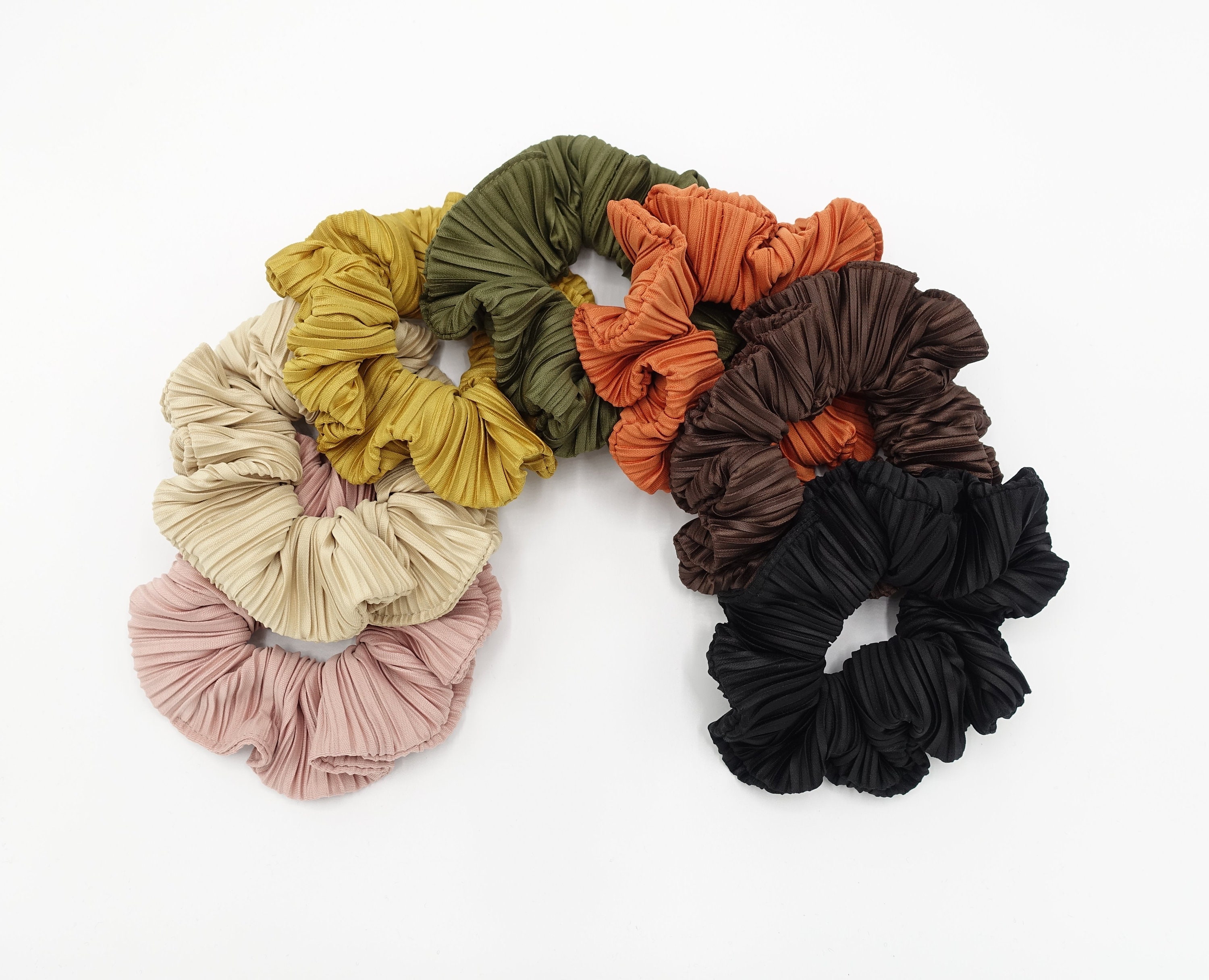 Solid Pleated Scrunchies Hair Elastic Women Scrunchy Etsy Canada