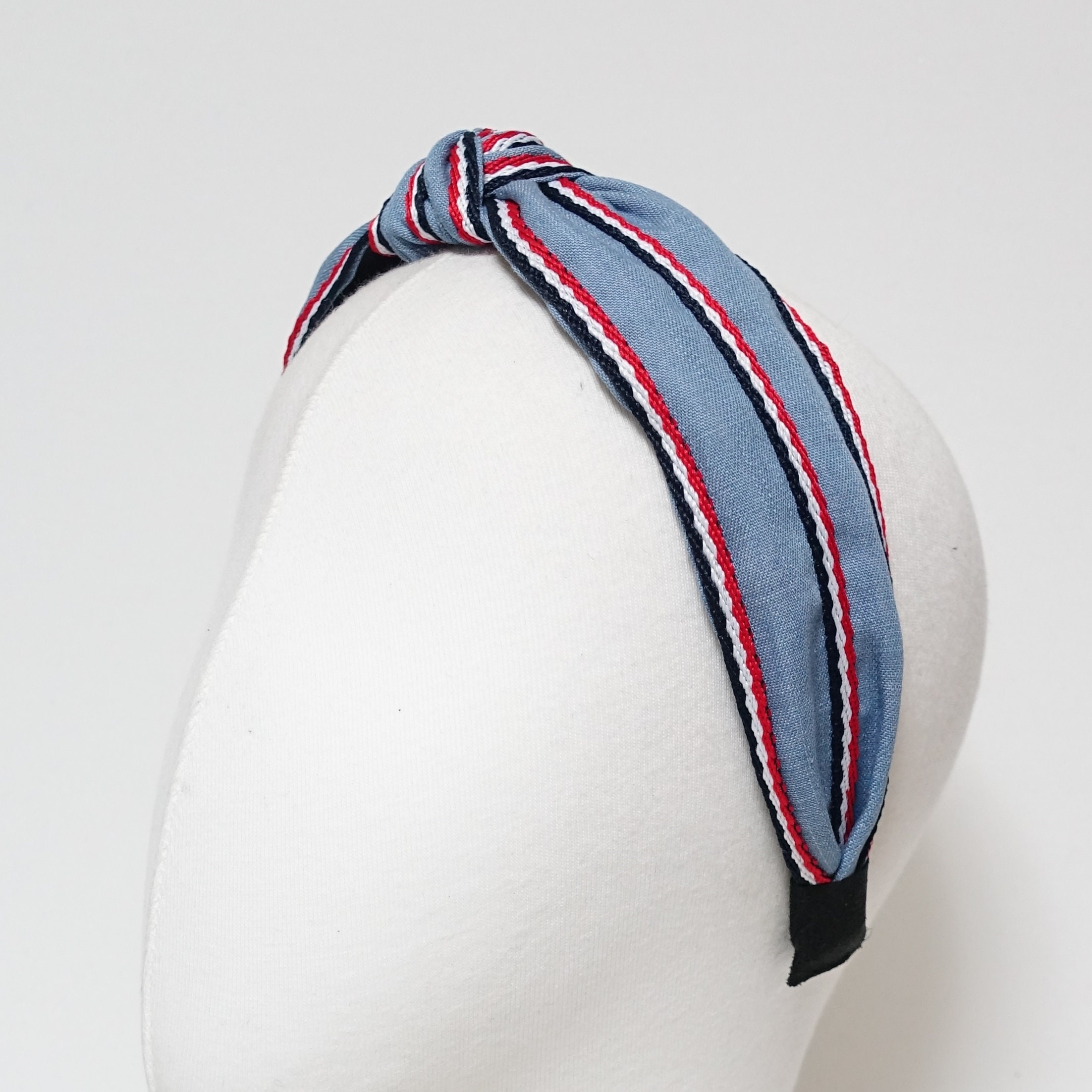 Denim Knot Headband Stripe Line Edge Denim Hairband Woman 