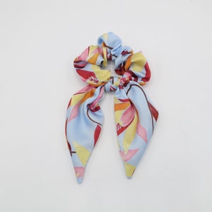 satin print bow knot scrunchies floral check hair elastic scrunchy for women