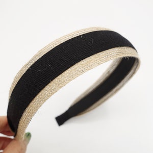 natural headband jute linen blend hairband for women