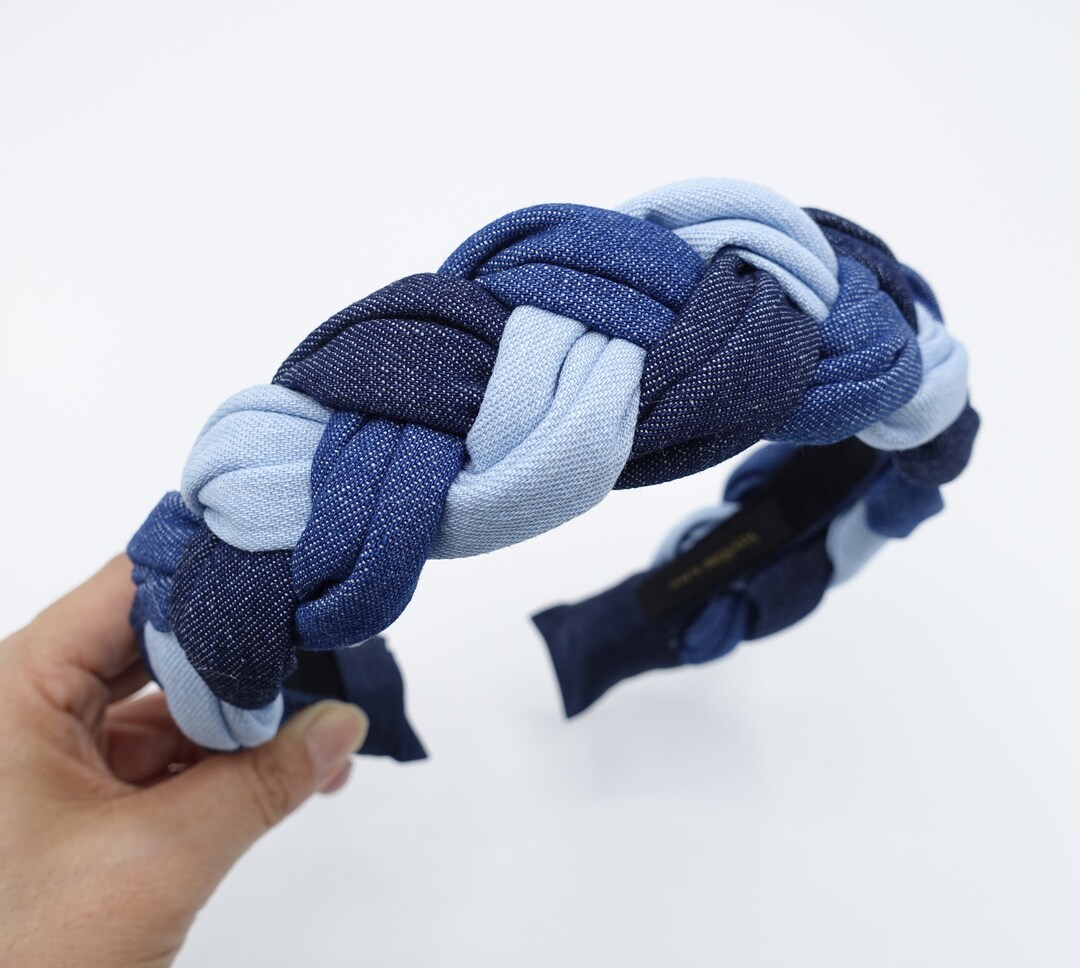Luxe Denim Studded Braided Headband Dakota Denim Studded Headband | LELET NY main image 4