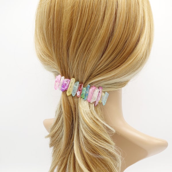 Barrette à cheveux en pierre de cristal, teint au quartz, accessoire de cheveux naturels pour femme