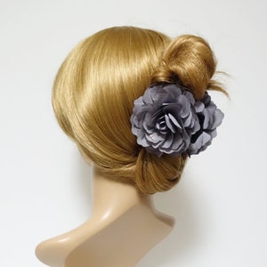 Glittering petal flower decorated hair jaw claw women hair accessory