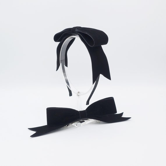Black Velvet Hair Bow Headband VeryShine Retro Hair Accessory for Women