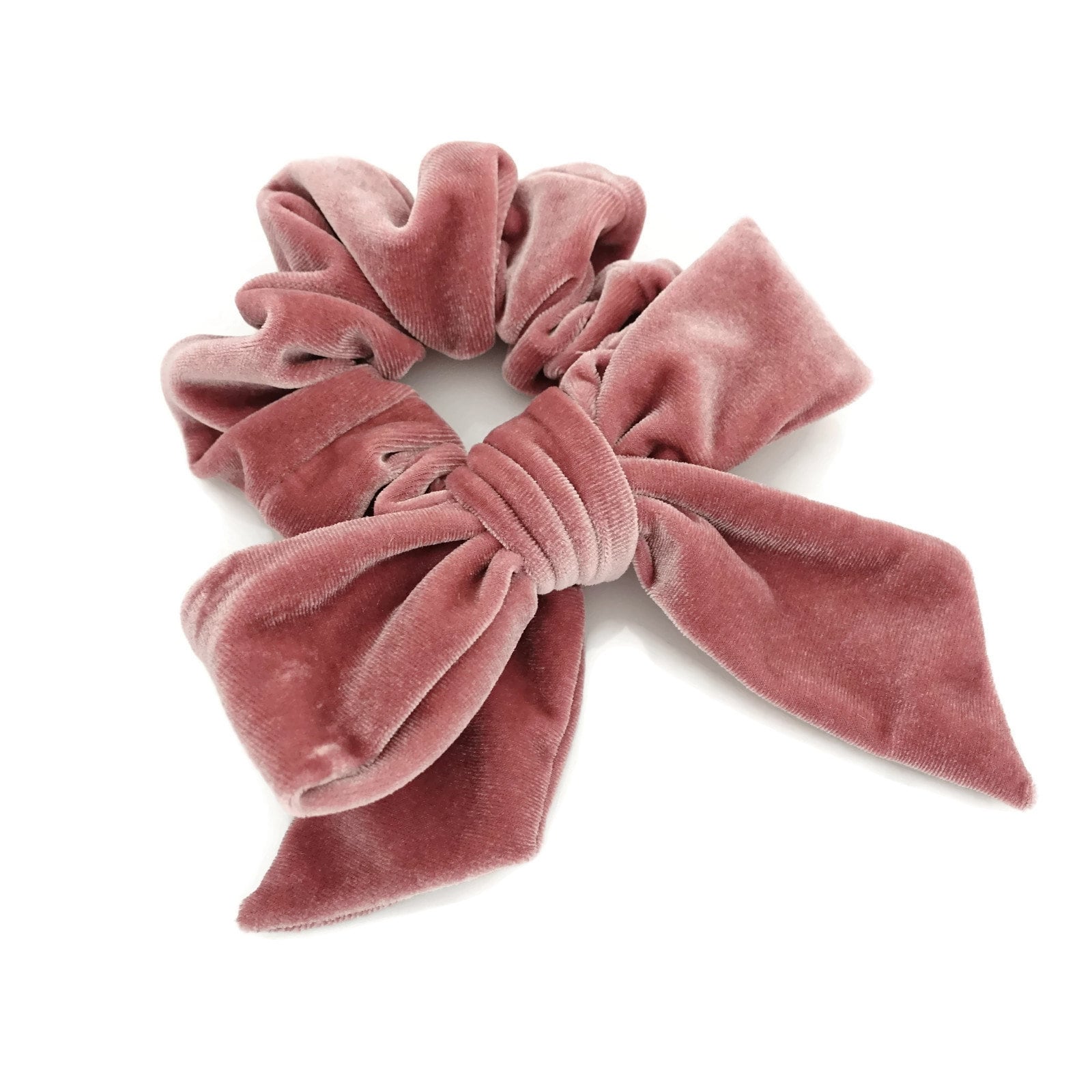 Sweet Pink Hair Scrunchies Velvet Bow Knot Girl Crystal Rhinestone