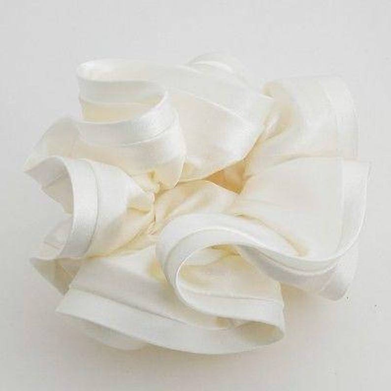 satin hair scrunchie hair tie Women solid color scrunchy ponytail Hair tie accessory in scrunchies Cream white