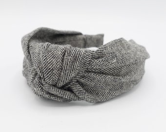 Herringbone Wolle Top Knot Stirnband: Herbst Winter Haarschmuck