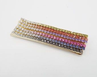 rainbow rhinestone decorated bobby pin