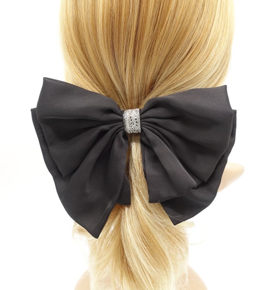Elegant Black Hair Bow with Rhinestones Amazon.com : Crystal Bow Hair Clips, 2PCS Rhinestone Hair  main image 4