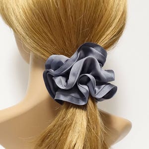 Grosgrain Trim Satin Hair Scrunchies Hair Elastics for Woman Szary