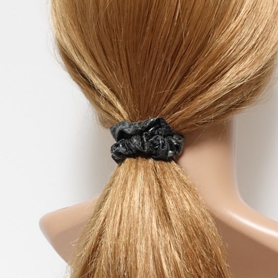 a small brown chiffon hair scrunchie with gold beading 7cm