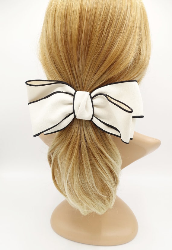 Multi Layer Bow Barrette Interlocked Trim Hair Bow for Women  display picture 1